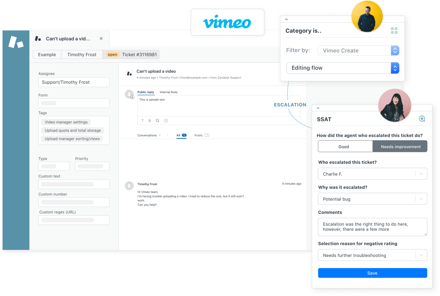 Schema van Zendesk Sunshine.